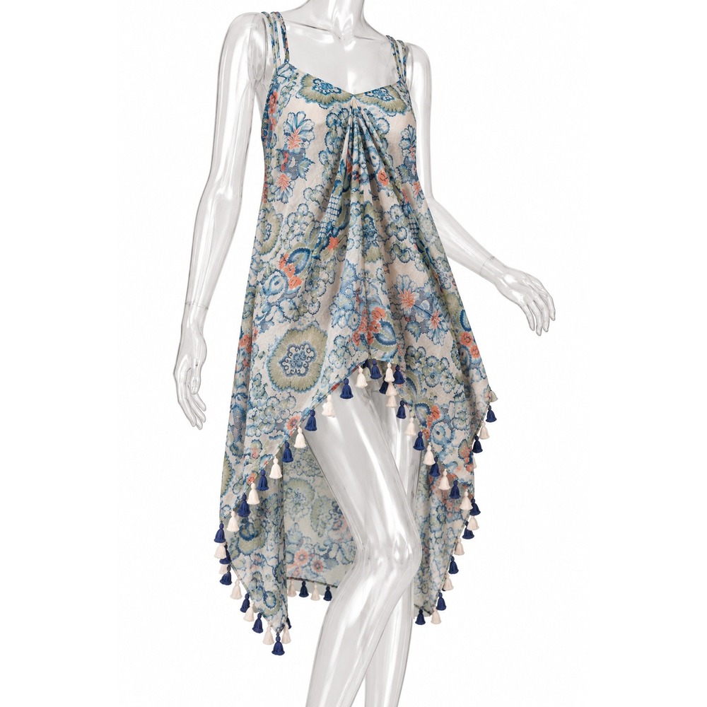 Boho Floral Damask Tassel Strappy Swimsuit Cover SKUW758